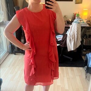Bright Coral Ruffle Dress